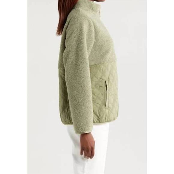 NEW TOMMY BAHAMA quilted faux sherpa jacket in sage - Picture 3 of 5